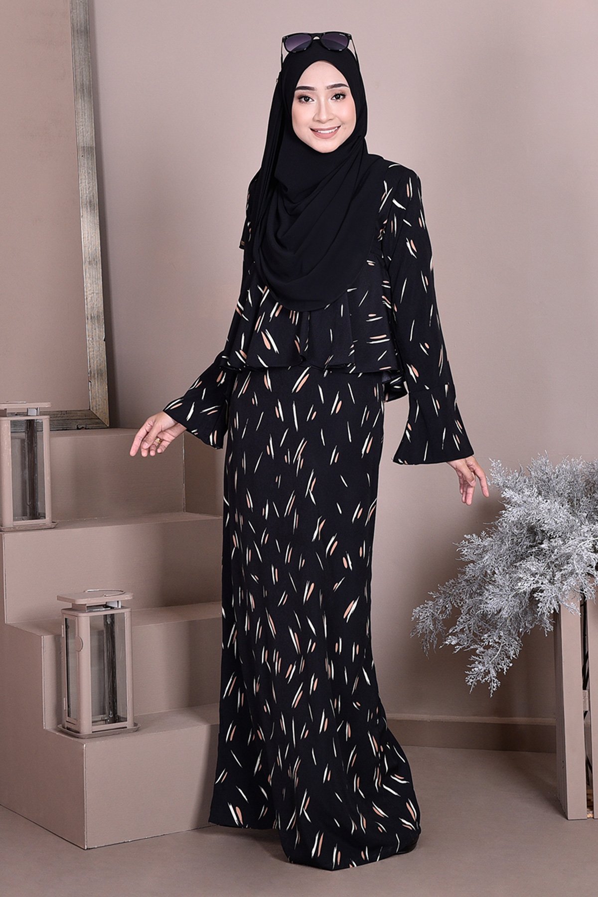 Abaya Alifa Sprinkle - Coal Black