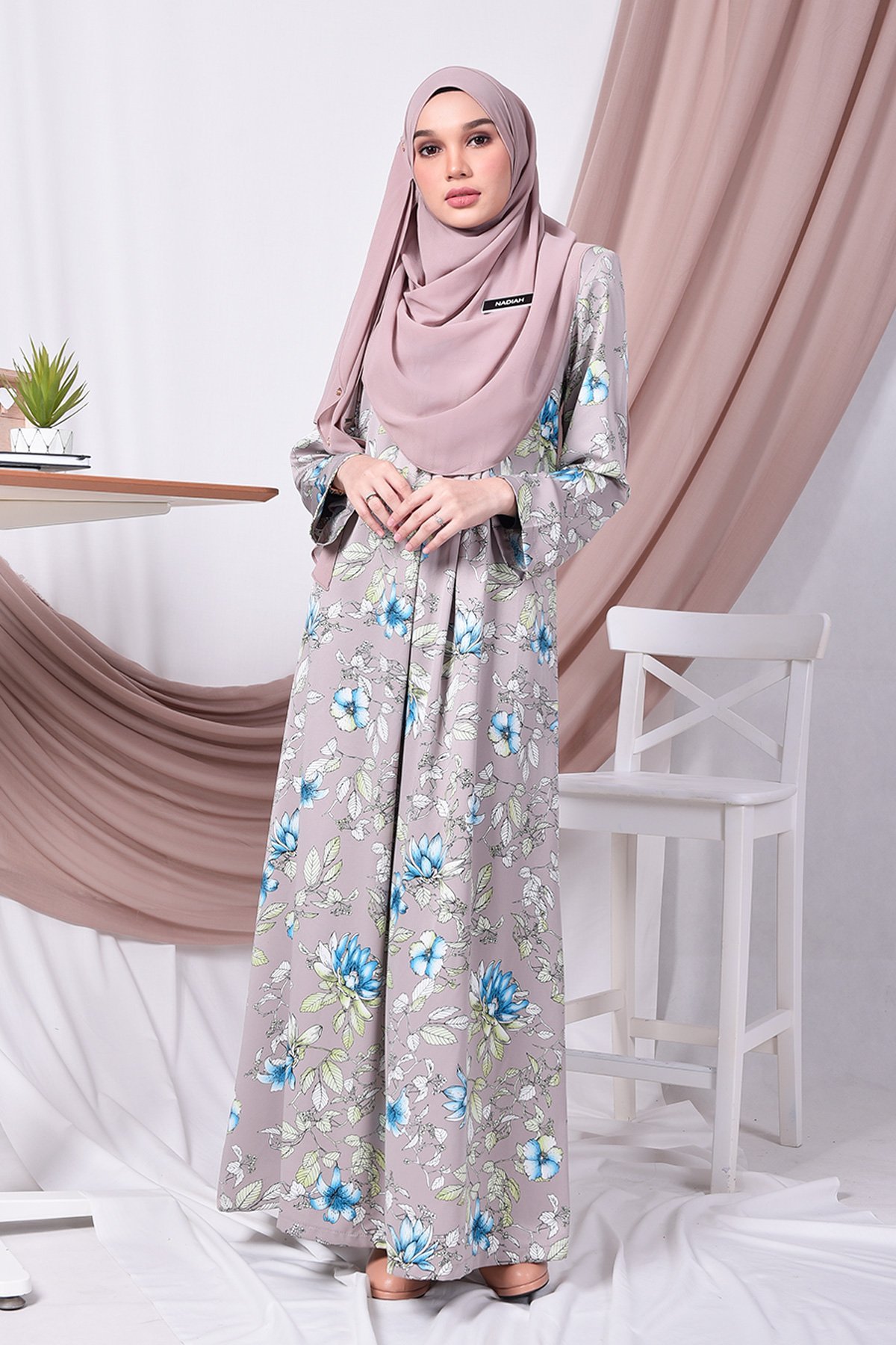 Abaya Pleated Amina - Grey