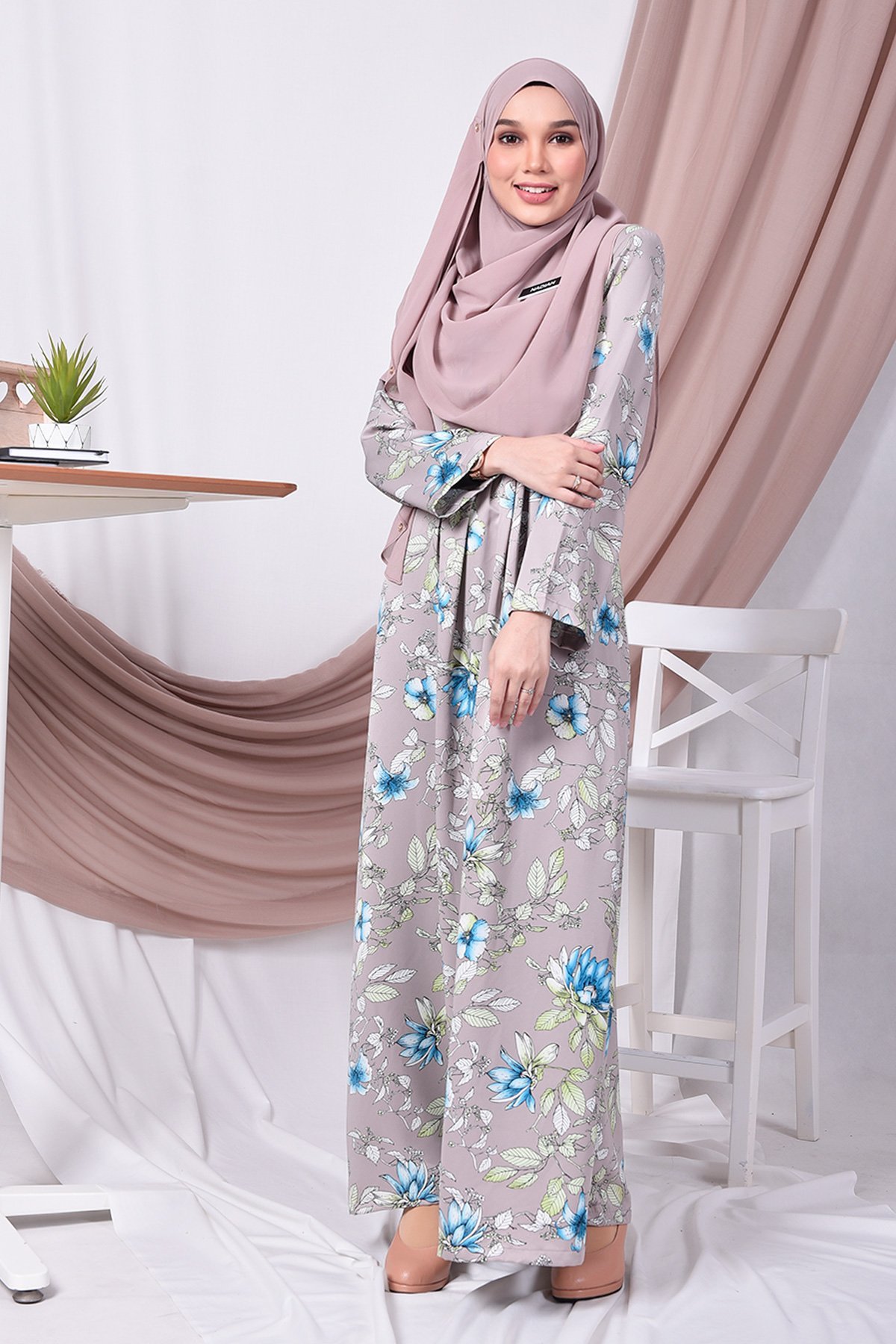 Abaya Pleated Amina - Grey