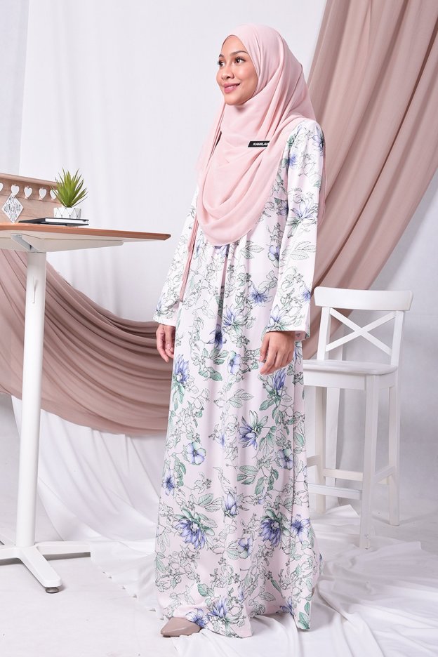 Abaya Pleated Amina - Pink