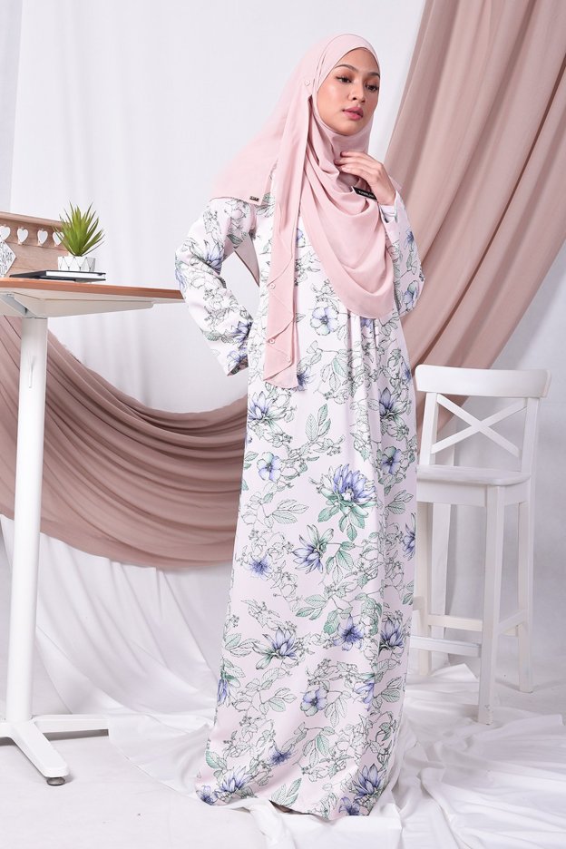 Abaya Pleated Amina - Pink