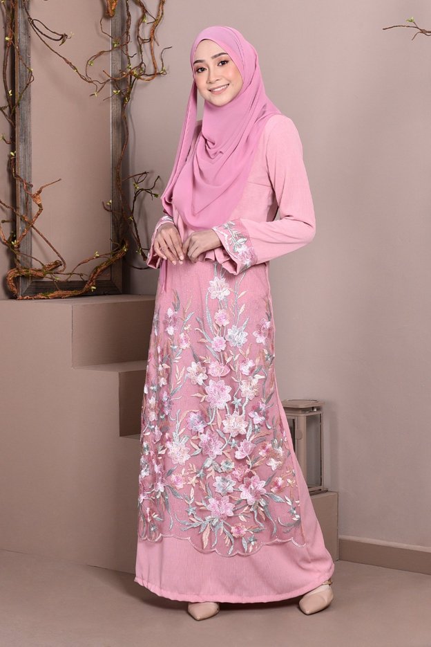 Abaya Lace Ayna - Milky Rose
