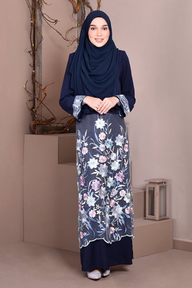 Abaya Lace Ayna - Sea Blue