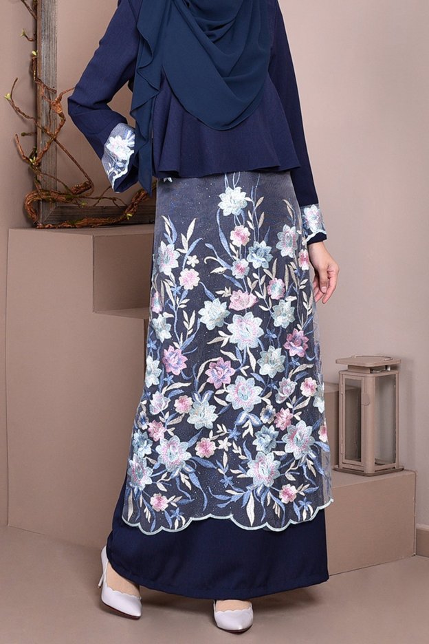 Abaya Lace Ayna - Sea Blue