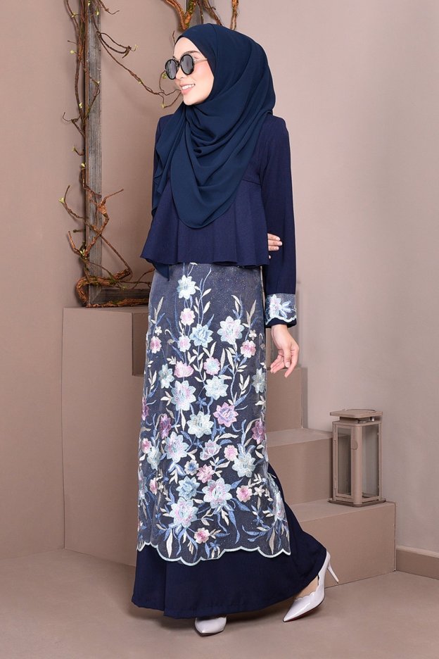 Abaya Lace Ayna - Sea Blue