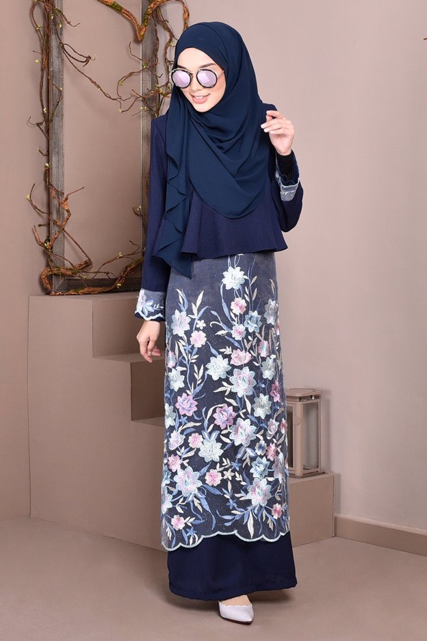 Abaya Lace Ayna - Sea Blue