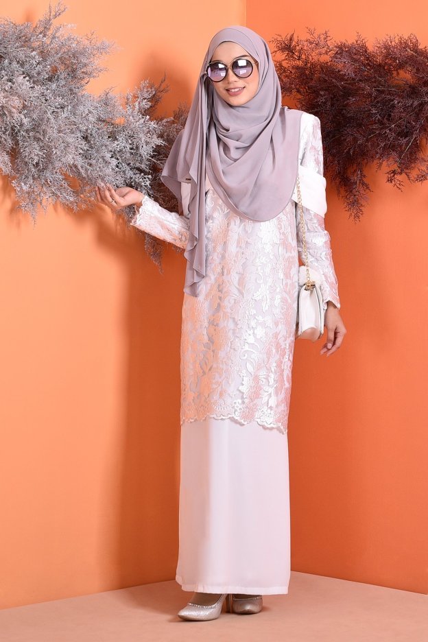 Abaya Lace Lorna - Cotton White