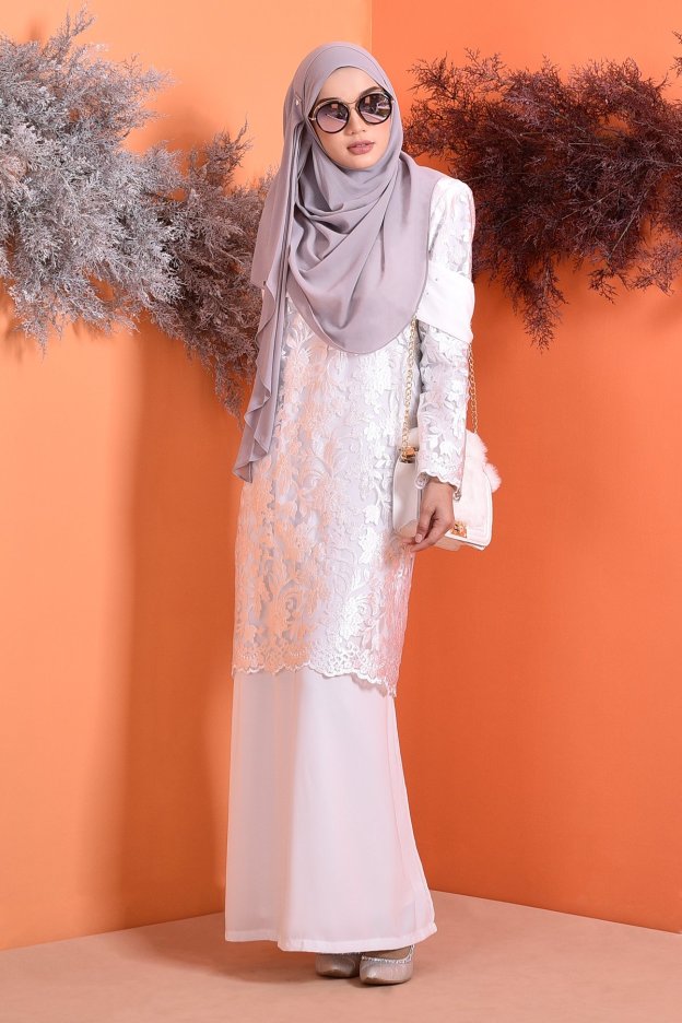 Abaya Lace Lorna - Cotton White