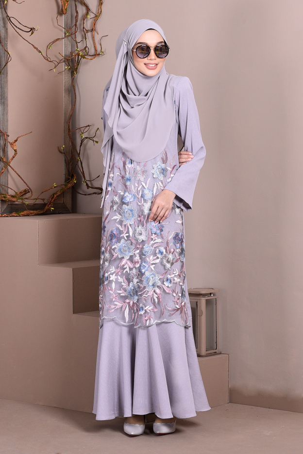 Abaya Lace Mermaid Elsa - Dove Grey