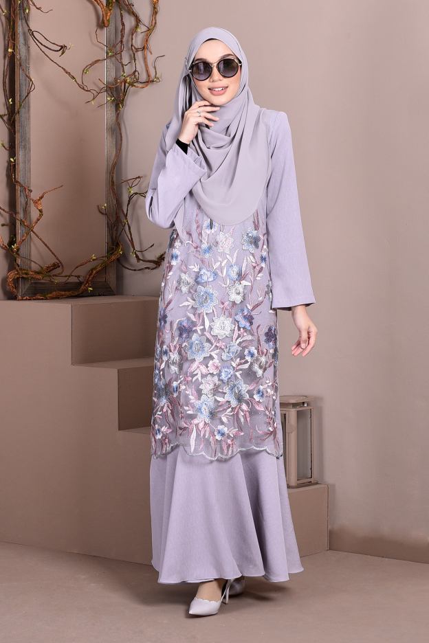 Abaya Lace Mermaid Elsa - Dove Grey