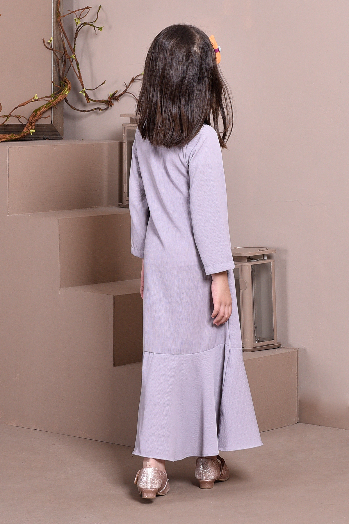 Abaya Lace Mermaid Elsa Kids - Dove Grey