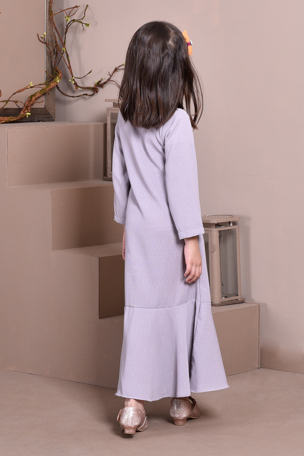 Abaya Lace Mermaid Elsa Kids - Dove Grey