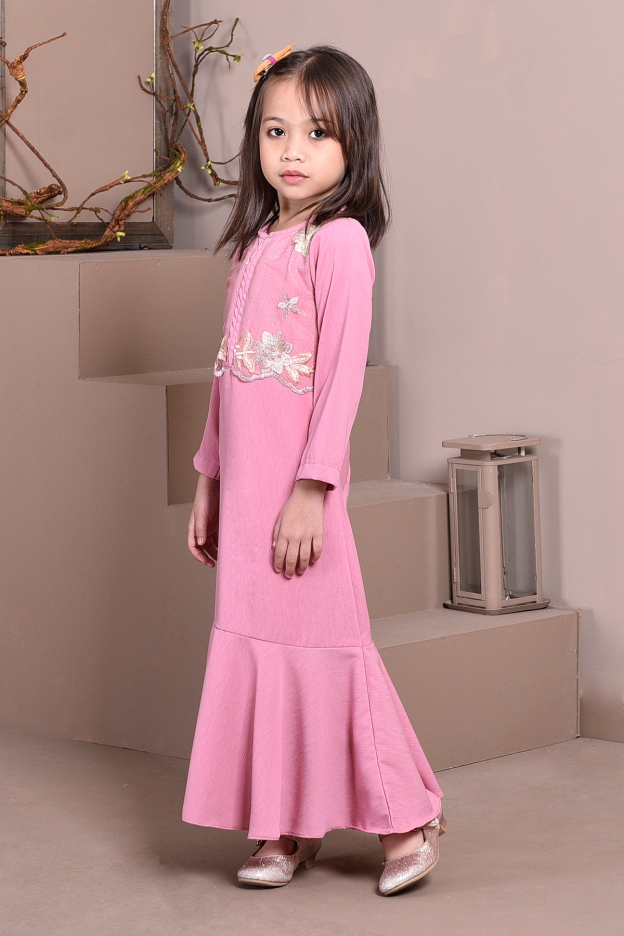Abaya Lace Mermaid Elsa Kids - Gummy Pink