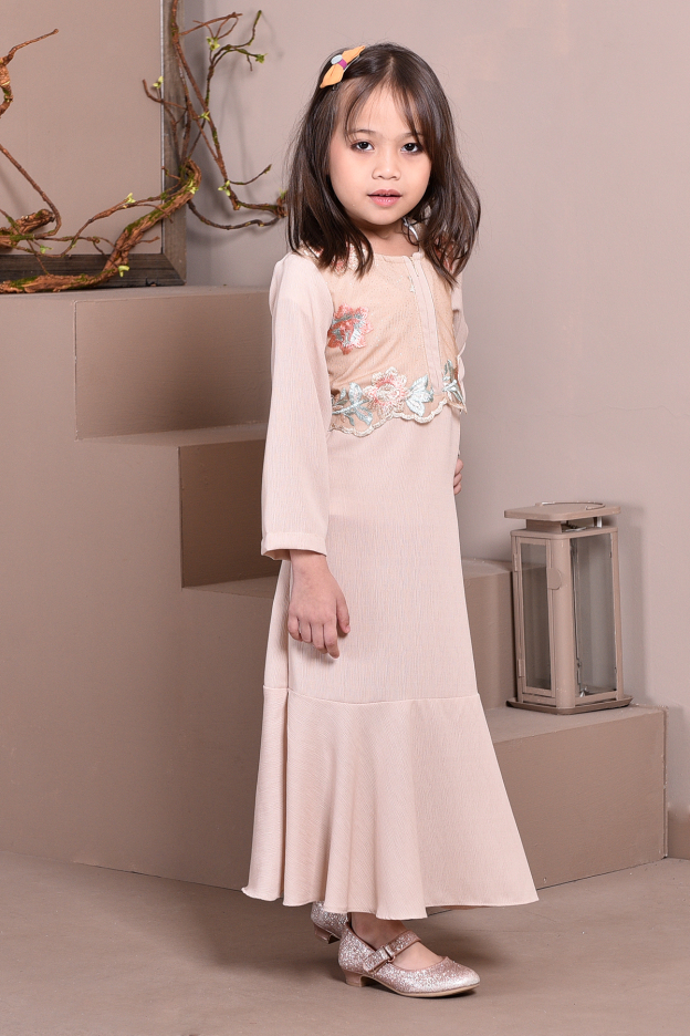 Abaya Lace Mermaid Elsa Kids - Milk Tea