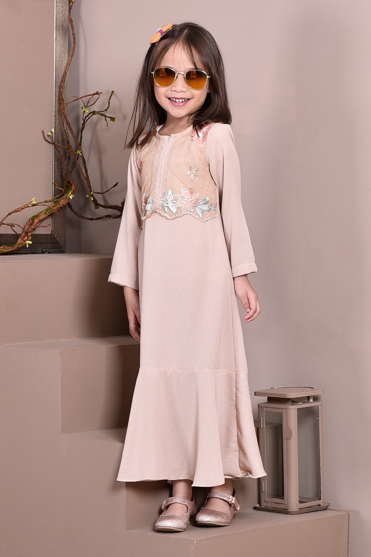 Abaya Lace Mermaid Elsa Kids - Milk Tea