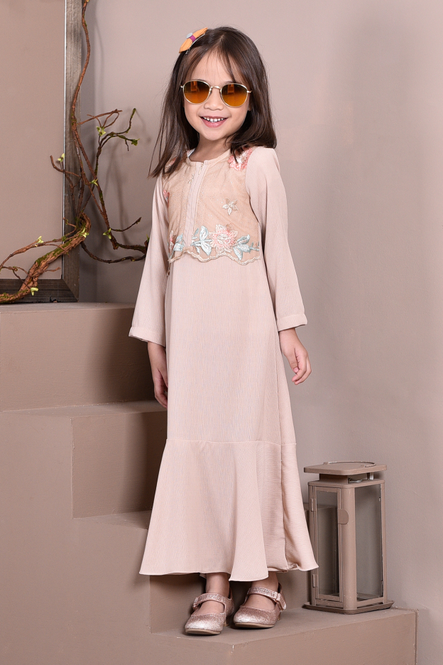 Abaya Lace Mermaid Elsa Kids - Milk Tea