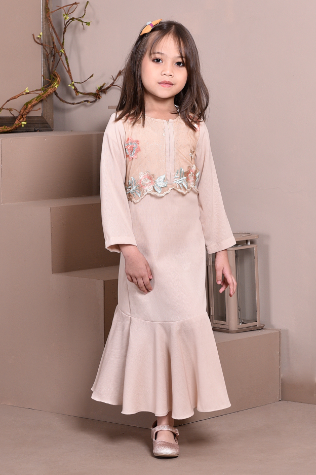 Abaya Lace Mermaid Elsa Kids - Milk Tea