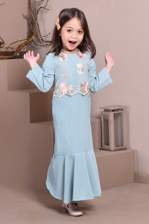 Abaya Lace Mermaid Elsa Kids - Sea Blue