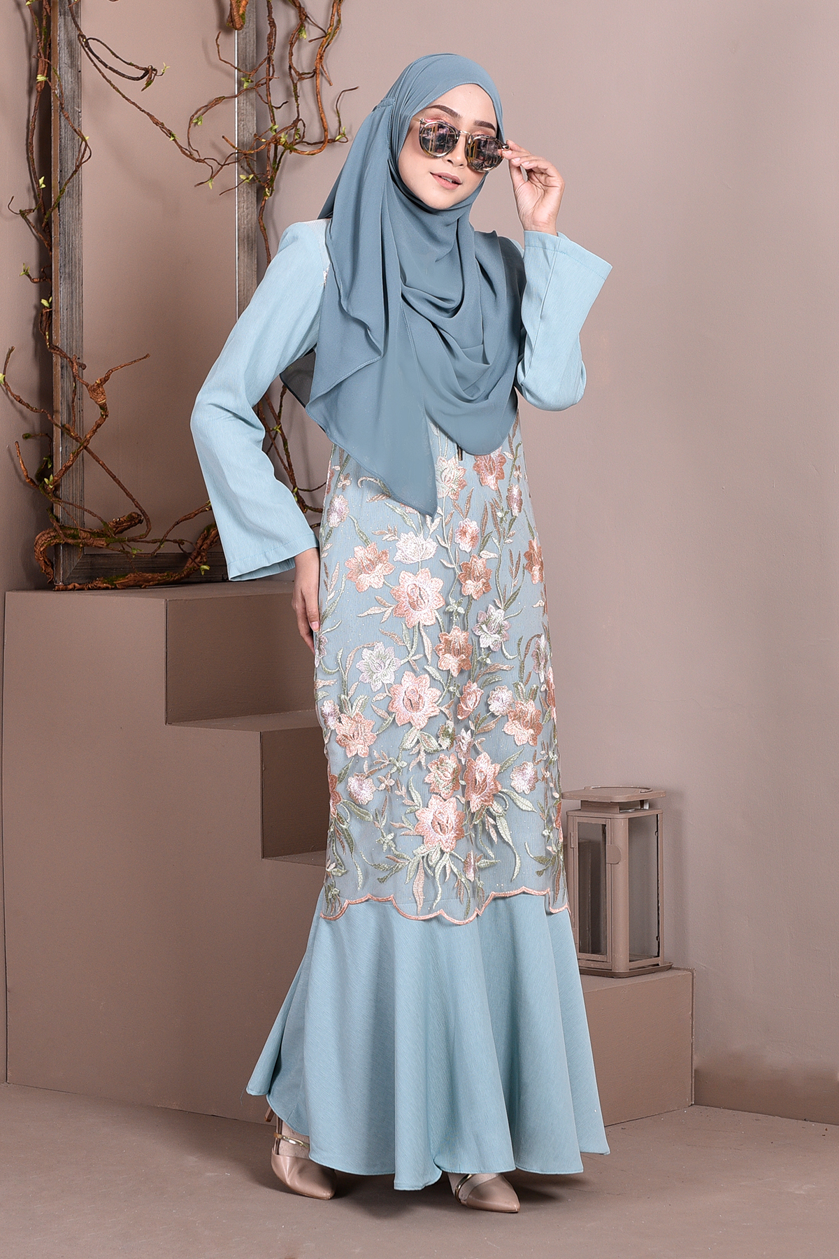 Abaya Lace Mermaid Elsa - Sea Blue