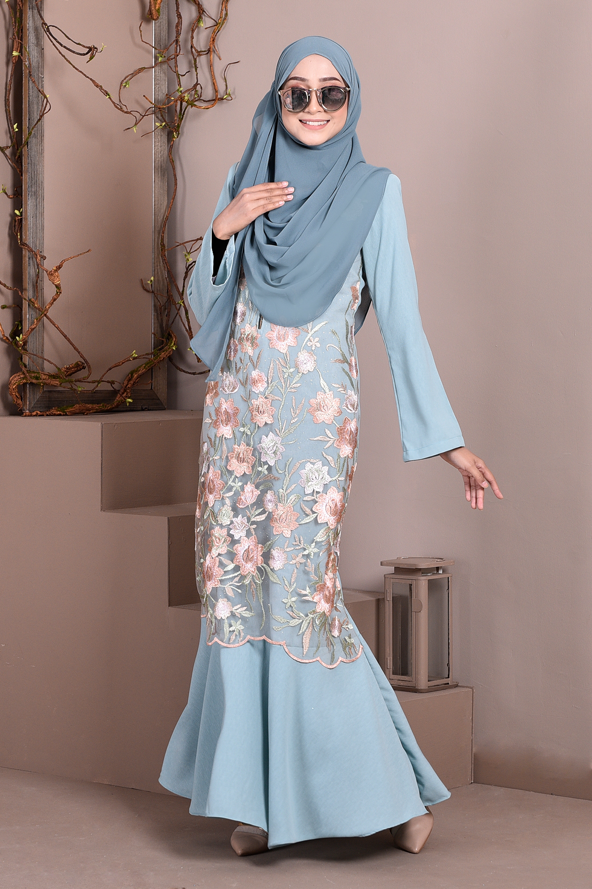 Abaya Lace Mermaid Elsa - Sea Blue