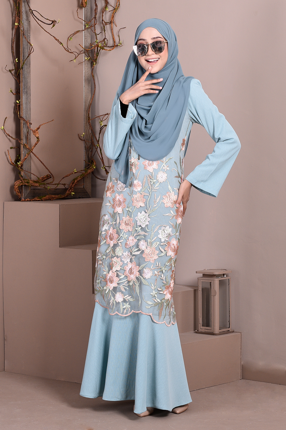 Abaya Lace Mermaid Elsa - Sea Blue