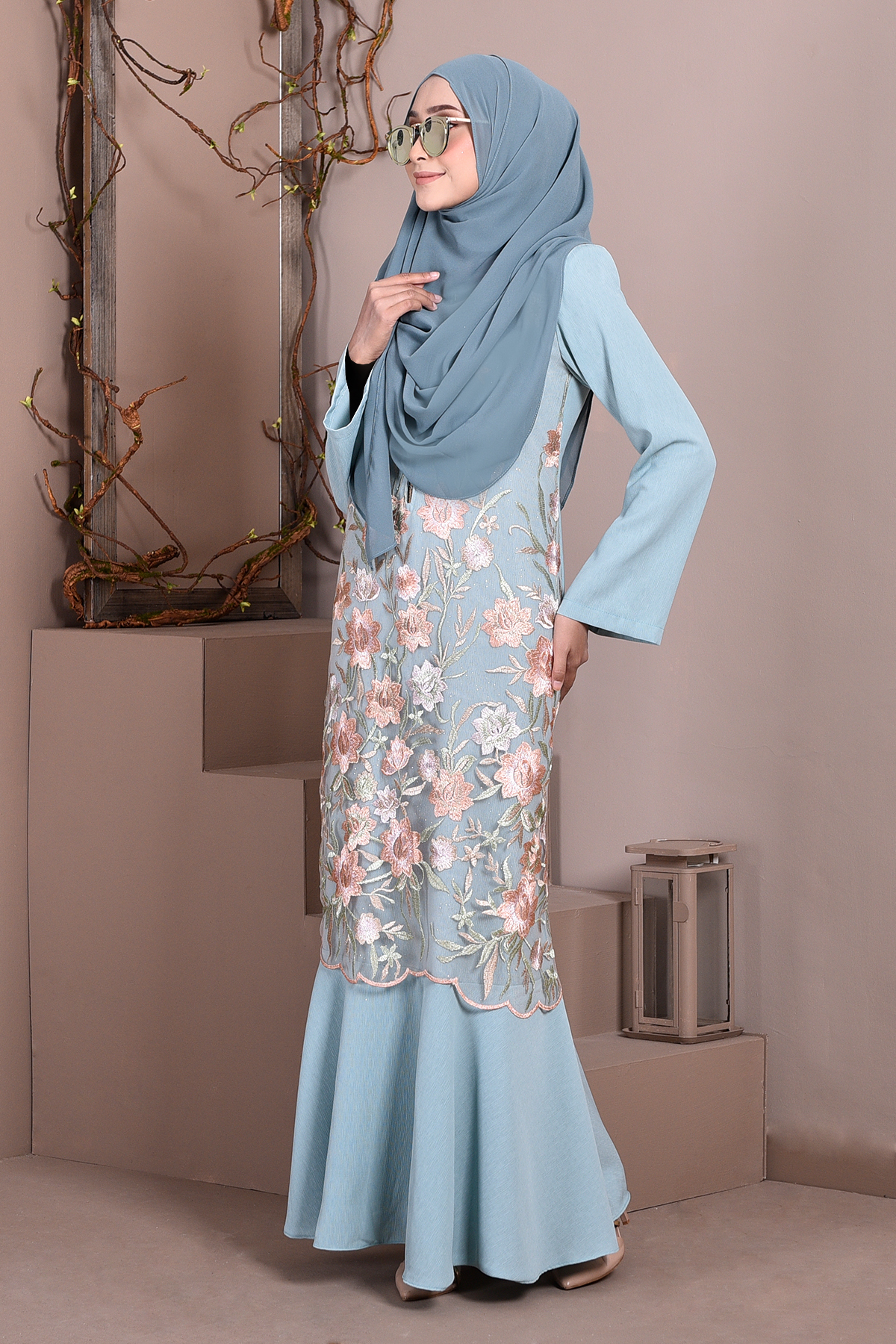 Abaya Lace Mermaid Elsa - Sea Blue