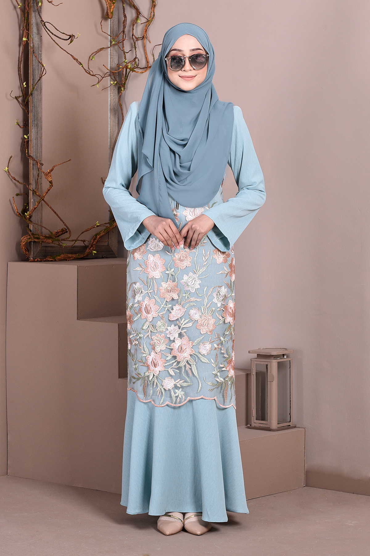 Abaya Lace Mermaid Elsa - Sea Blue