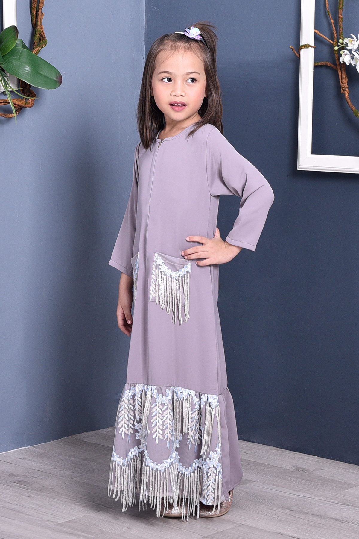 Abaya Sequin Fringe Jaelyn Kids - Silvermine