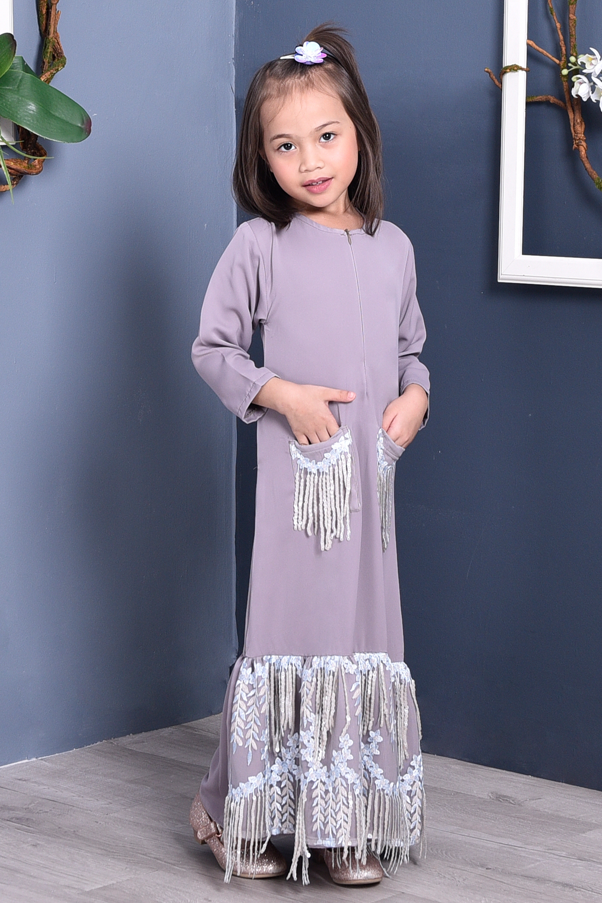 Abaya Sequin Fringe Jaelyn Kids - Silvermine