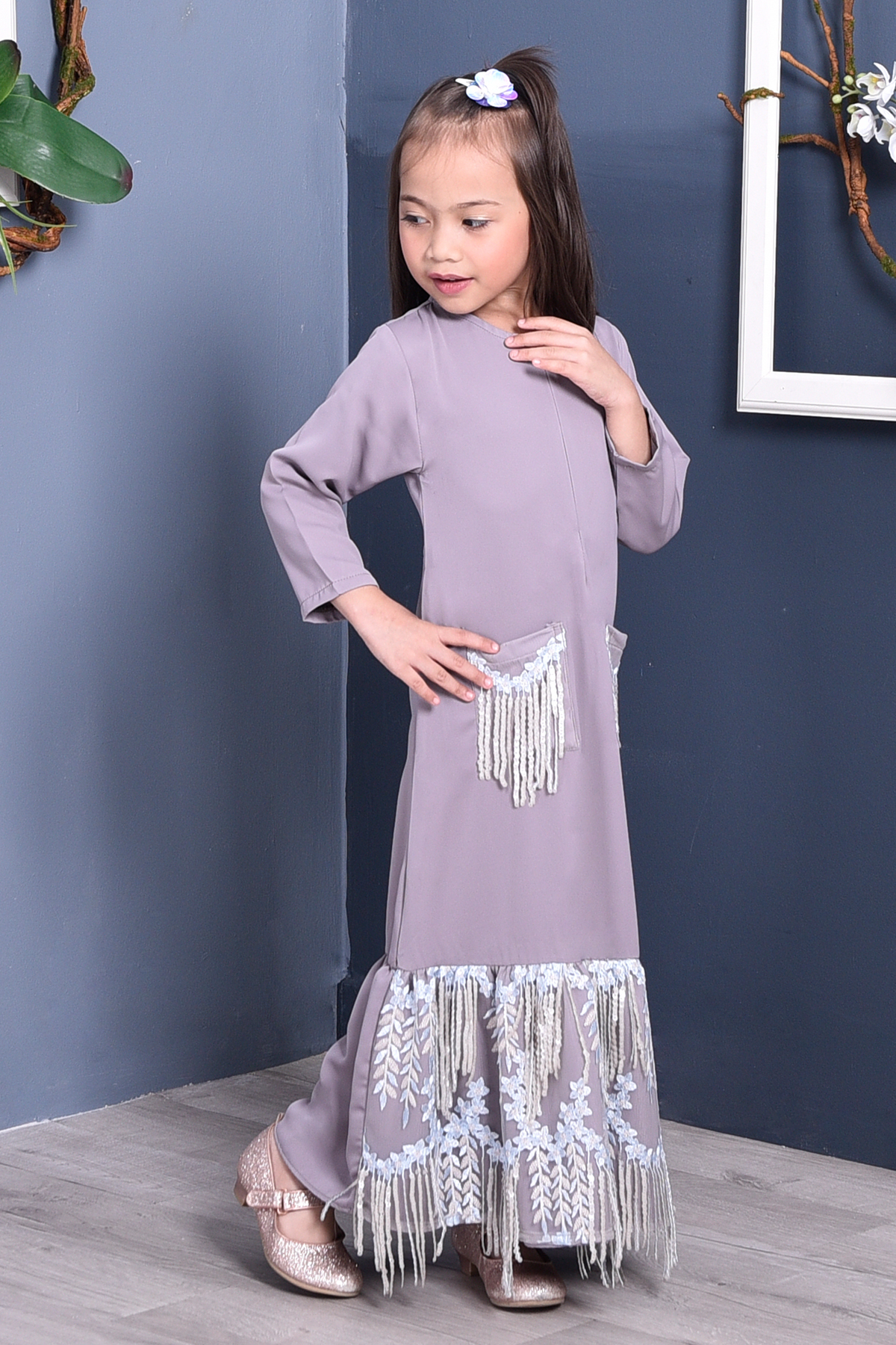 Abaya Sequin Fringe Jaelyn Kids - Silvermine
