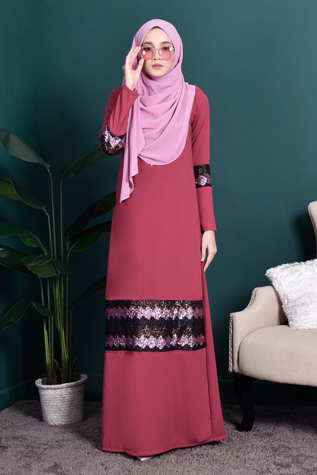 Abaya Sequin Jemina - Sherbet Pink