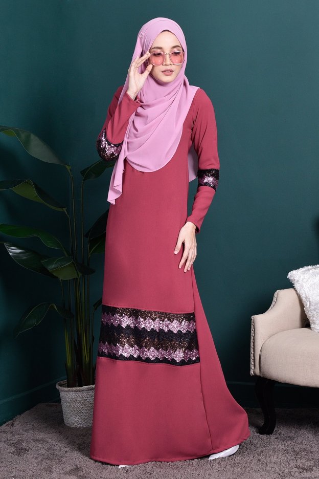 Abaya Sequin Jemina - Sherbet Pink