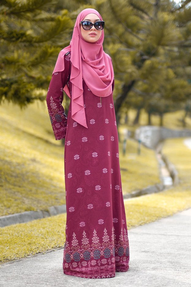 Abaya Songket Amelia - Maroon