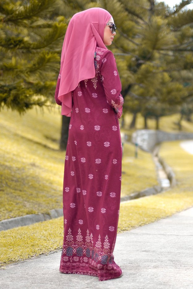 Abaya Songket Amelia - Maroon