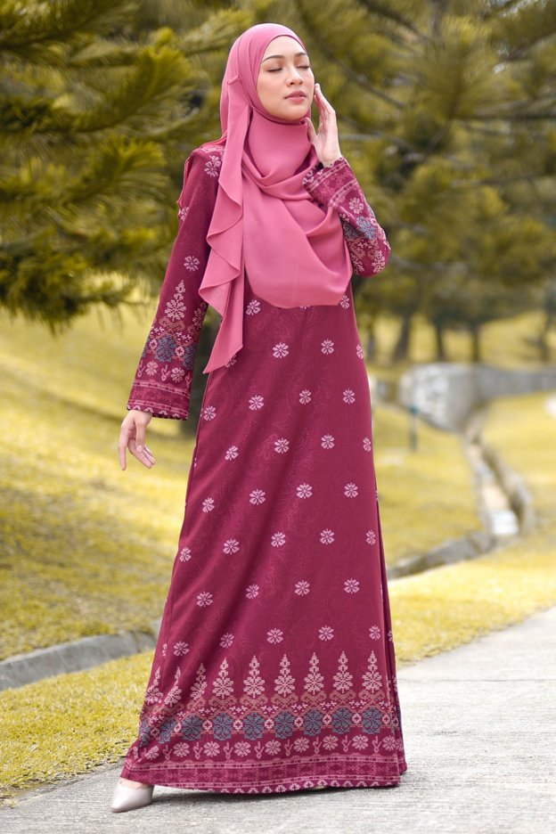 Abaya Songket Amelia - Maroon