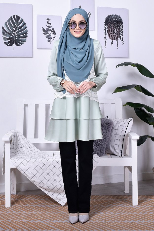 Blouse Lace Baini II - Aqua Green