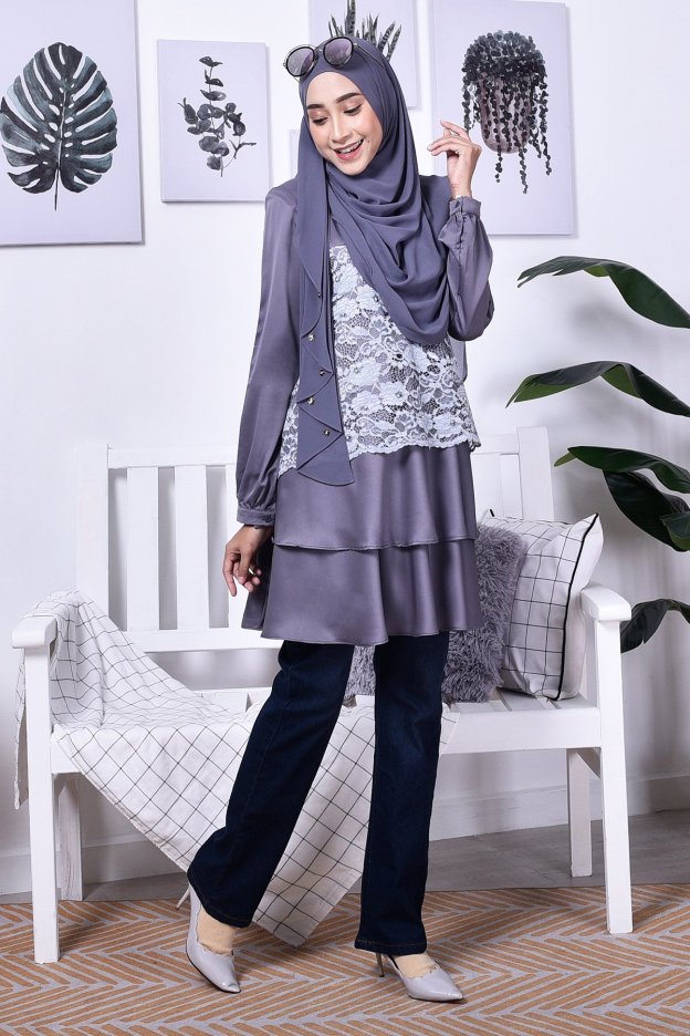 Blouse Lace Baini II - Steel Grey