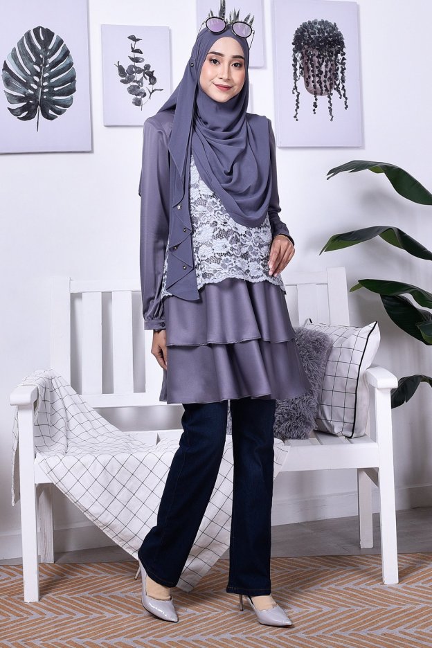 Blouse Lace Baini II - Steel Grey