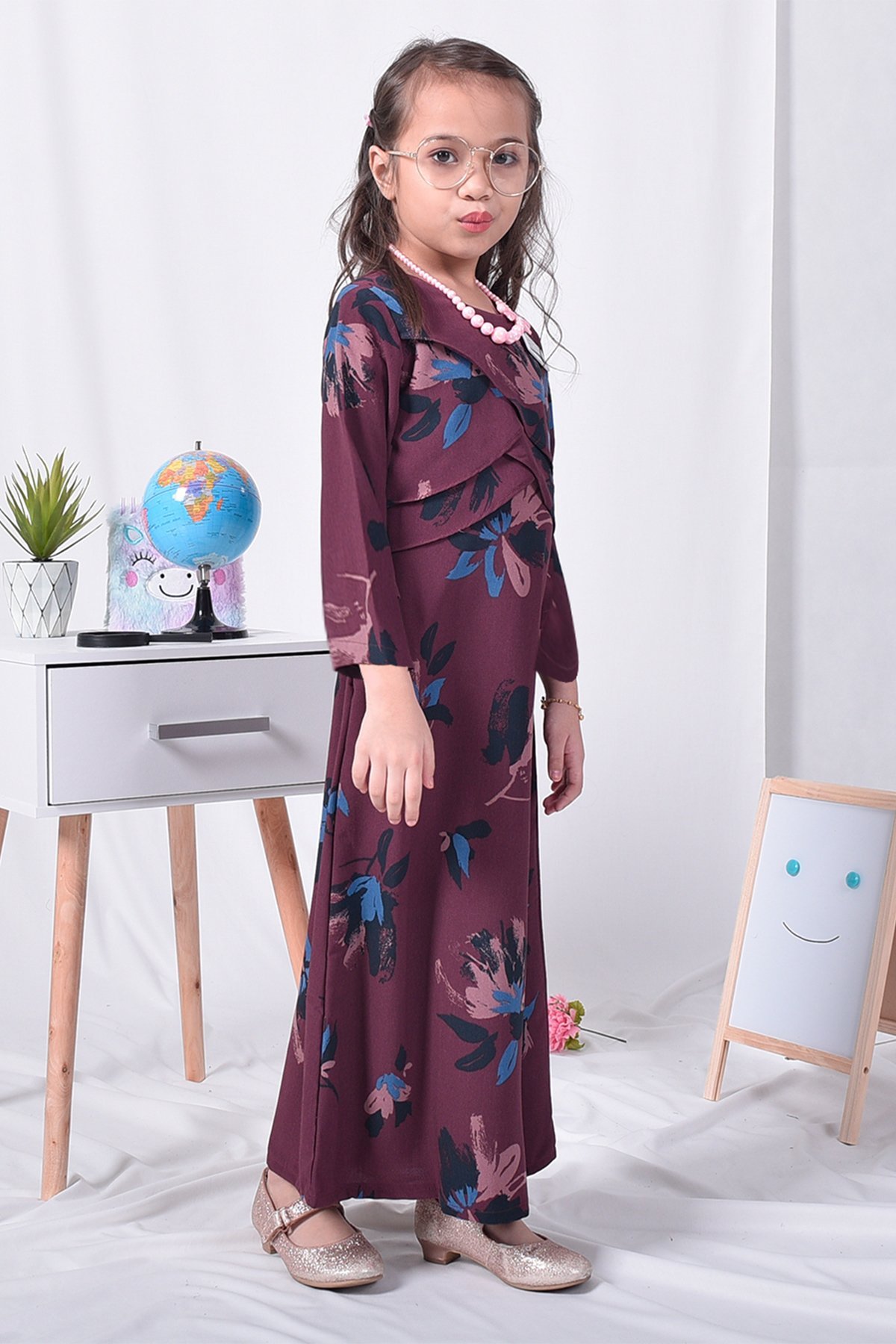 Abaya Arisa Kids - Plum Maroon