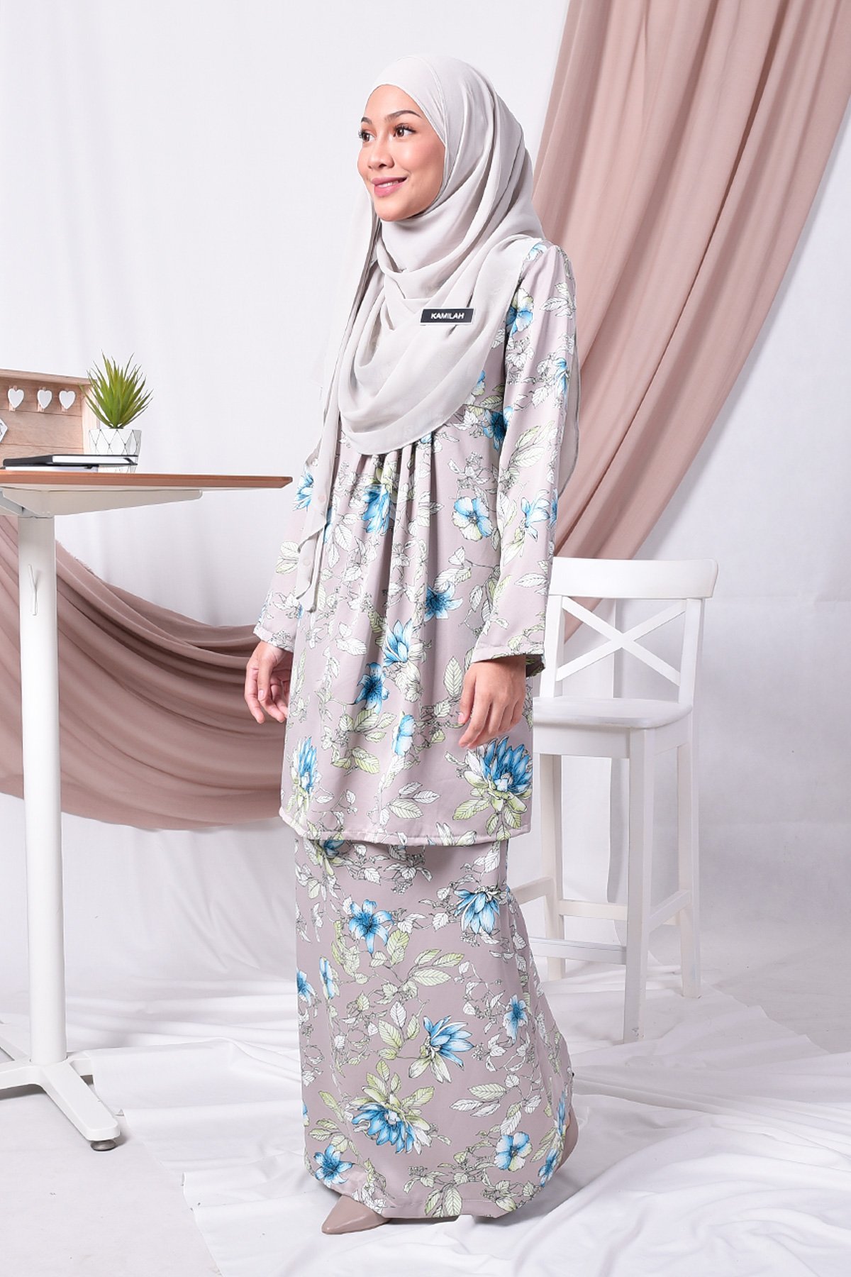 Baju Kurung Pleated Amina - Grey