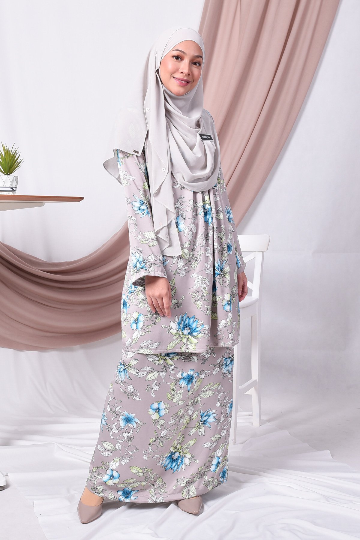 Baju Kurung Pleated Amina - Grey