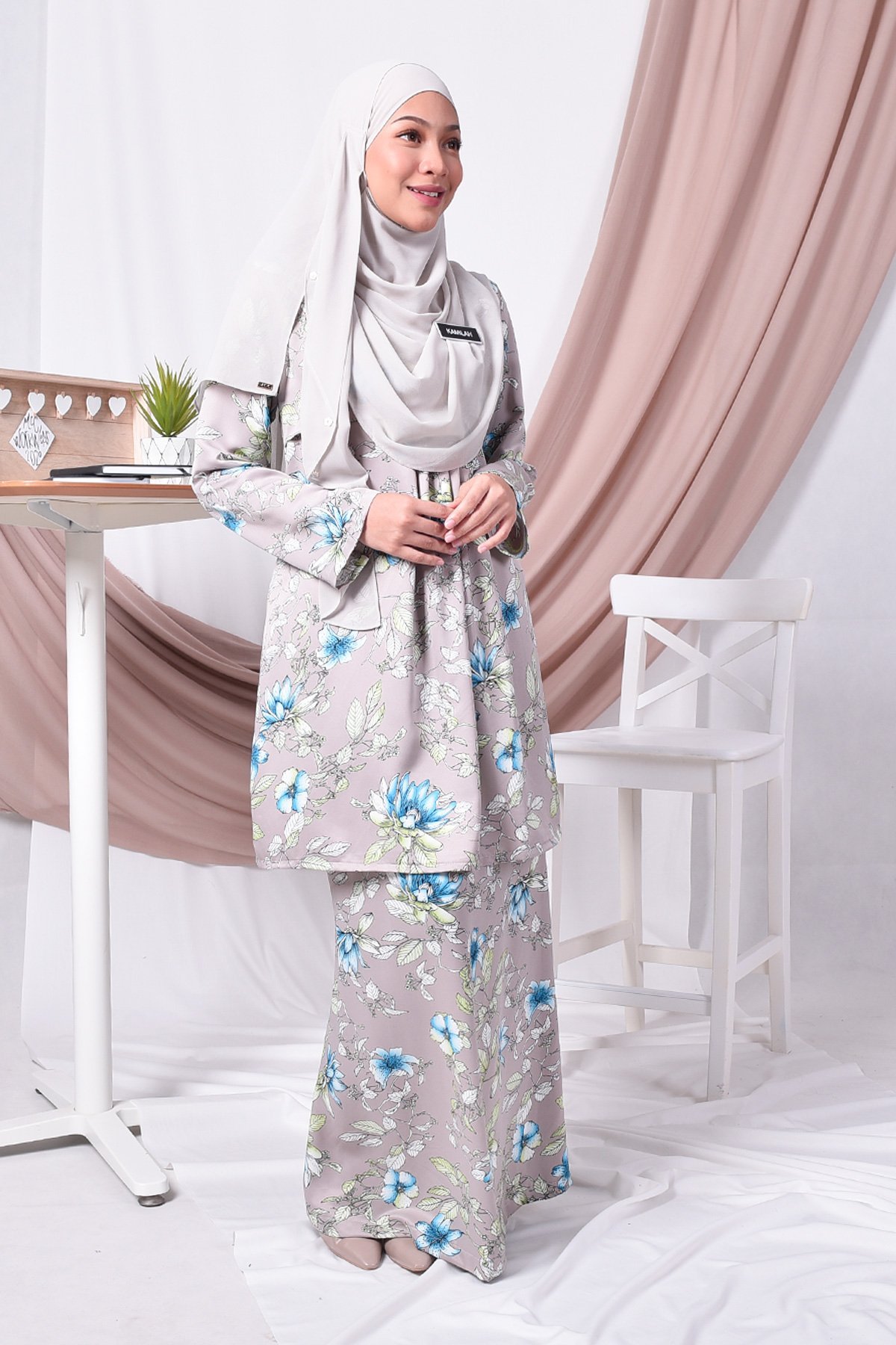 Baju Kurung Pleated Amina - Grey