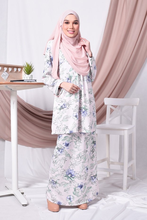 Baju Kurung Pleated Amina - Pink