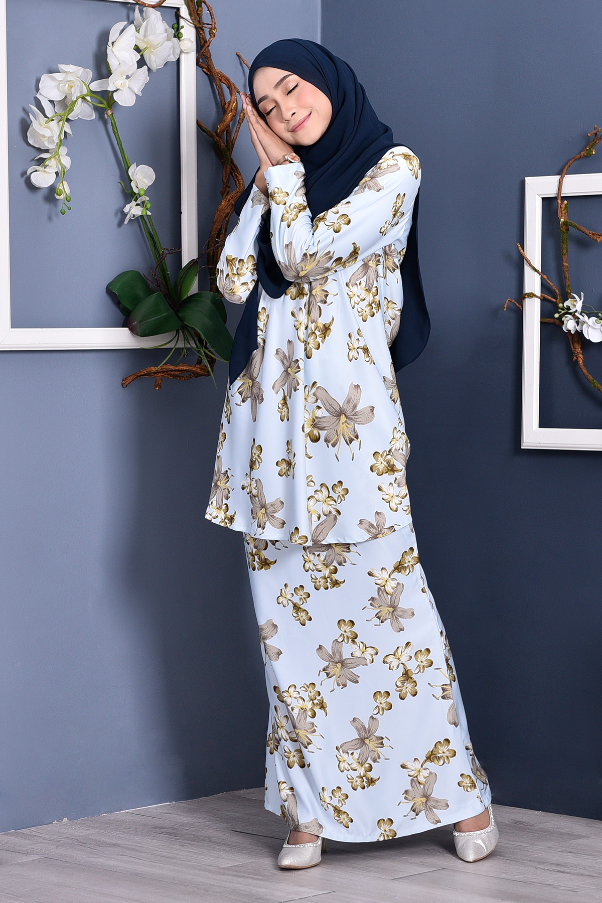 Baju Kurung Barbie Melly - Fallow Blue