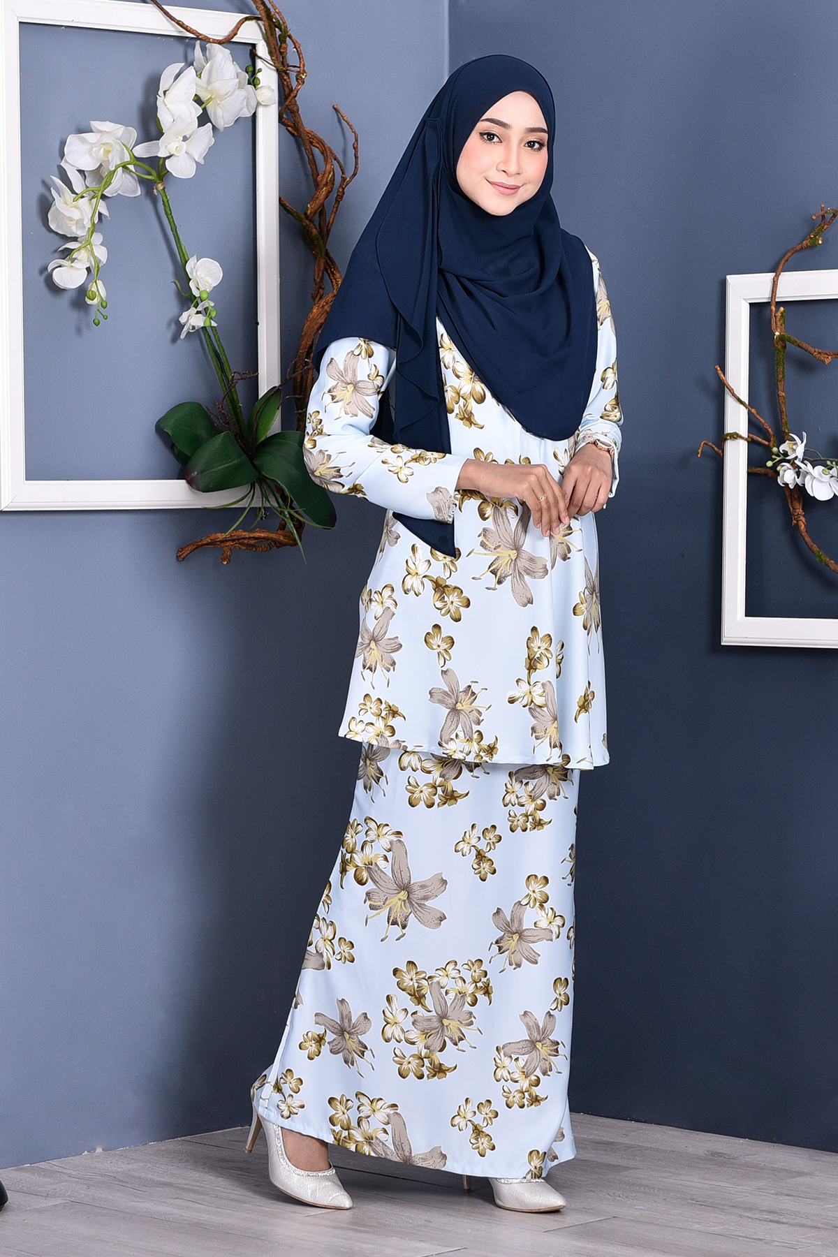 Baju Kurung Barbie Melly - Fallow Blue