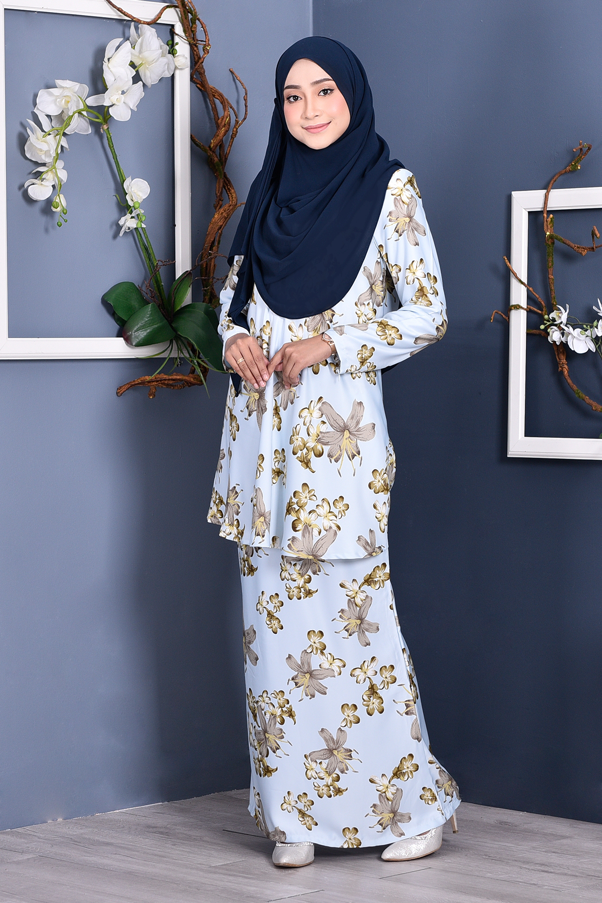 Baju Kurung Barbie Melly - Fallow Blue