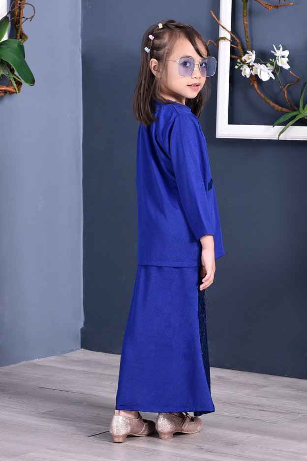 Baju Kurung Kedah Lace Gemini Kids - Royal Blue