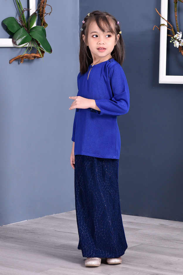 Baju Kurung Kedah Lace Gemini Kids - Royal Blue