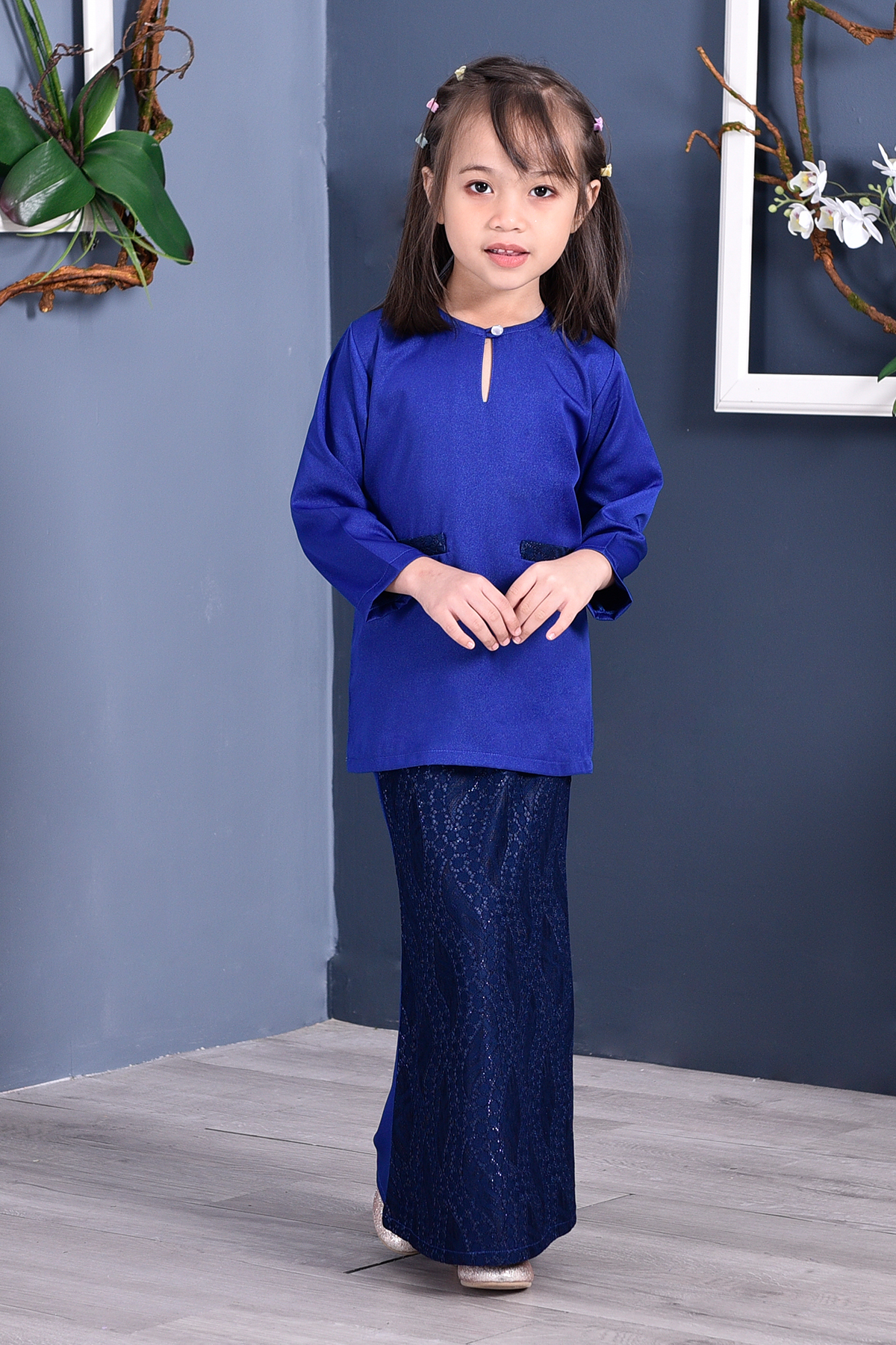 Baju Kurung Kedah Lace Gemini Kids - Royal Blue