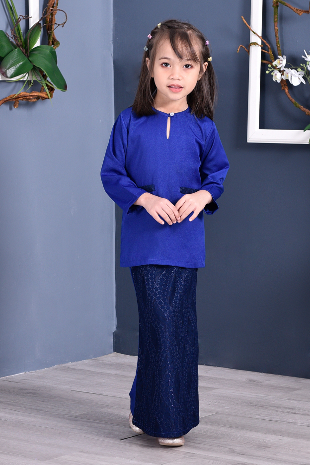 Baju Kurung Kedah Lace Gemini Kids - Royal Blue